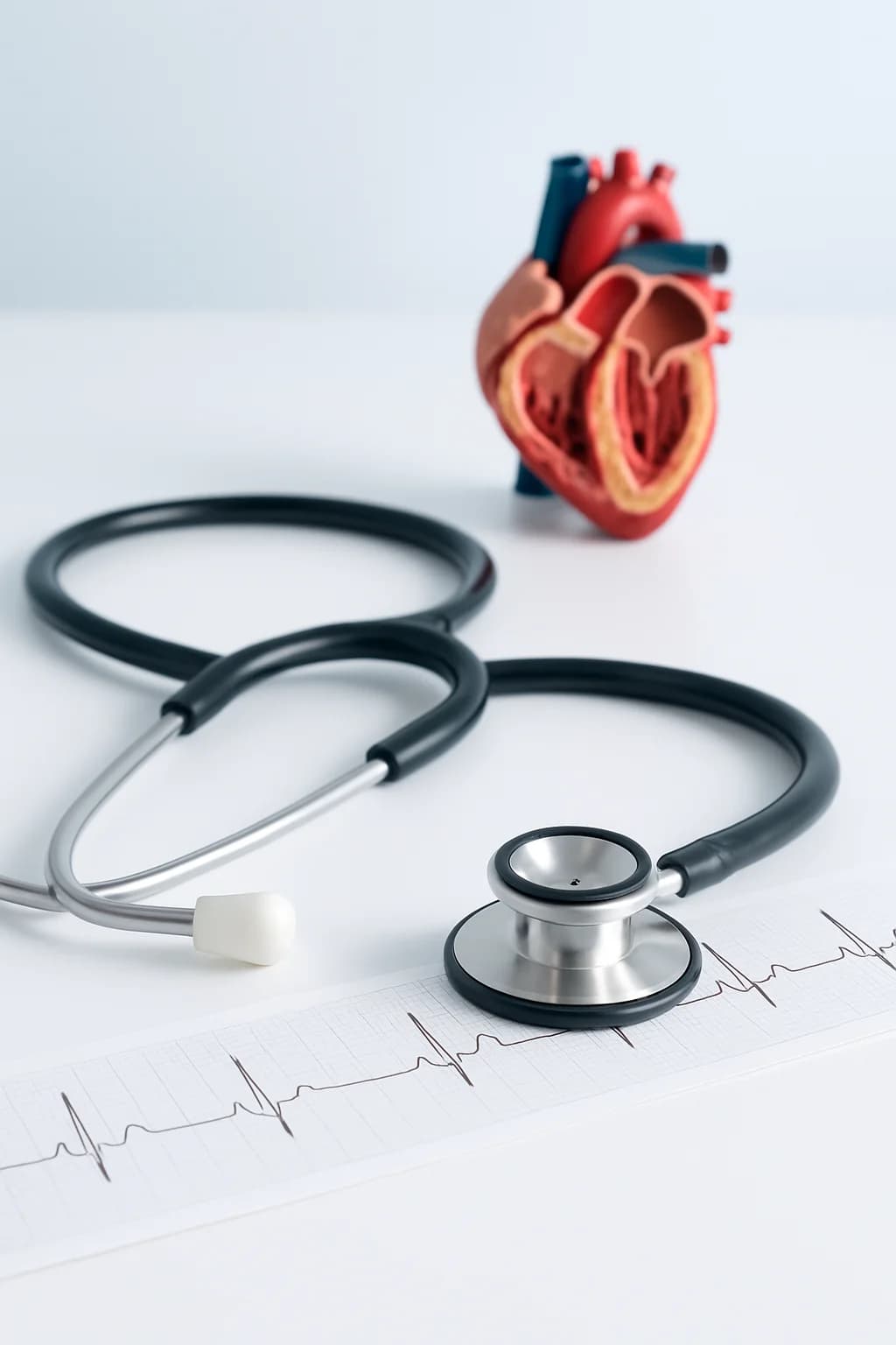 Stetoskop ve EKG ritim şeridi still life — Kalp ve Damar Cerrahisi Polikliniği